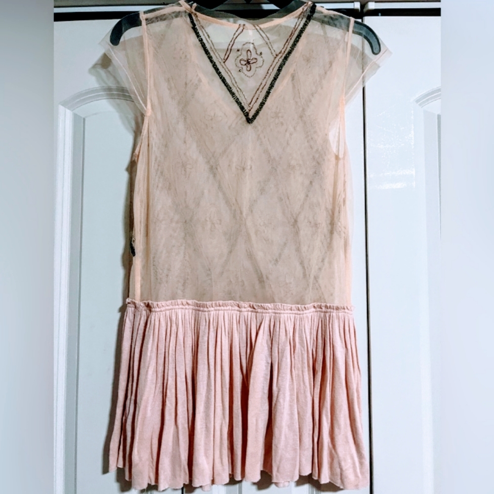 FREE PEOPLE: BLUSH & BEADED SHIRT - Picture 2 of 4